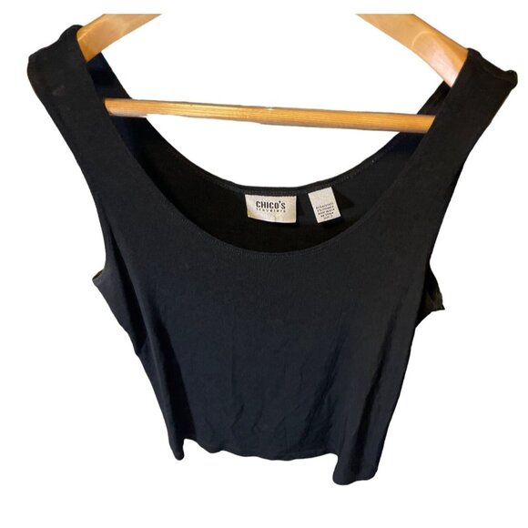 Chico's Travelers Black Loose Fitting Sleeveless Scoop Neck Tank Top Sz L - Picture 3 of 6